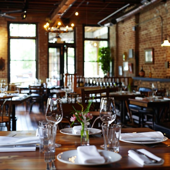 Clean restaurant dining space